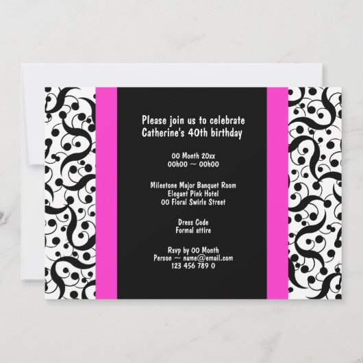 40歳の誕生日をエレガントに どんな年齢も美しくお祝いしよう 招待状 (裏面)