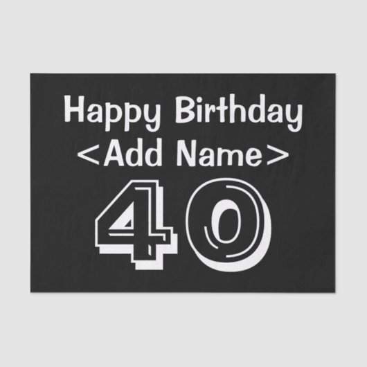 40歳の誕生日をテーマにした名前をカスタムするティッシュペーパー 薄葉紙 (正面)