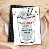 40歳の誕生日をテーマスタイリッシュにしたカクテル・レトロ・ドリンク 招待状