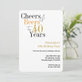 40歳の誕生日を祝うチーズとビールのミニマルパーティー 招待状 (スタンド正面)