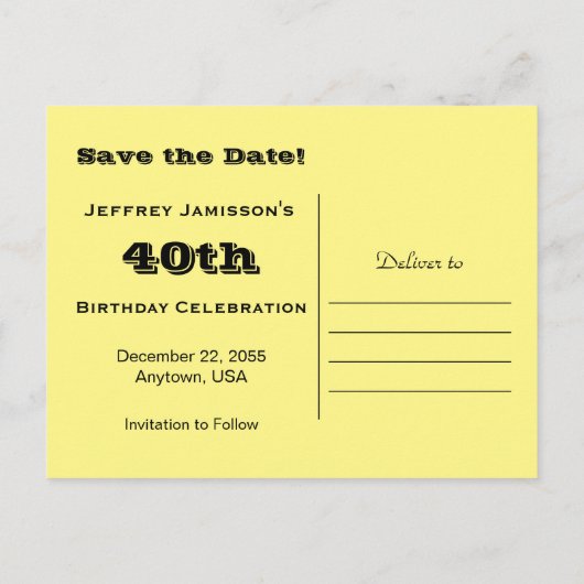 40歳の誕生日を祝うハッピードッグのお知らせを保存 案内ポストカード (裏面)