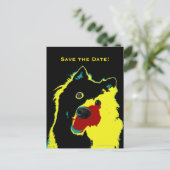 40歳の誕生日を祝うハッピードッグのお知らせを保存 案内ポストカード (スタンド正面)