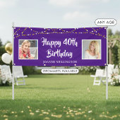 40歳の誕生日を祝うパープルの写真入りLEDイルミネーション 横断幕