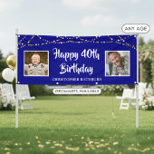 40歳の誕生日を祝うロイヤルブルーの紐ライトと名前入り 横断幕