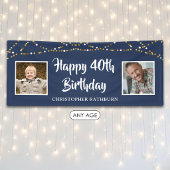 40歳の誕生日を祝う名前入りロイヤルブルーのバナーサイン 横断幕