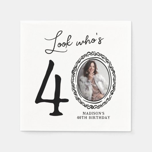 40歳の誕生日を見る スタンダードカクテルナプキン (正面)