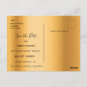 40歳の誕生日を記念するゴールドグリッターの詳細を保存する日付 ポストカード (裏面)