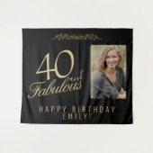 40歳の誕生日を記念する華麗なフォトバックドロップ タペストリー (正面(横))
