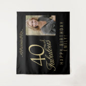 40歳の誕生日を記念する華麗なフォトバックドロップ タペストリー (正面)