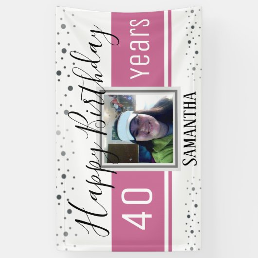 40歳の誕生日を迎えるおめでとうはっきりしたおもしろい紙吹雪 横断幕 (縦)