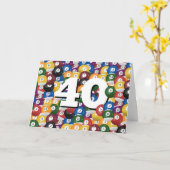 40歳の誕生日を迎えるビリヤード・ボール カード (黄色い花)