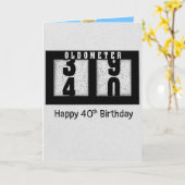 40歳の誕生日を迎える黒い走行距離 カード (黄色い花)