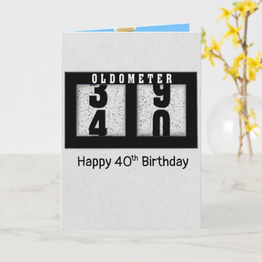 40歳の誕生日を迎える黒い走行距離 カード (黄色い花)