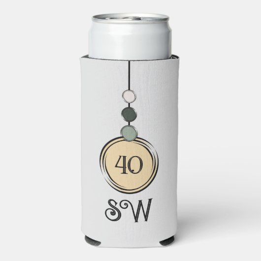 40歳の誕生日を追加イニシャル任意の年齢ピーチグレー スリム缶クーラー (Seltzer裏面)