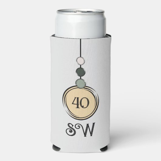 40歳の誕生日を追加イニシャル任意の年齢ピーチグレー スリム缶クーラー (Seltzer正面)