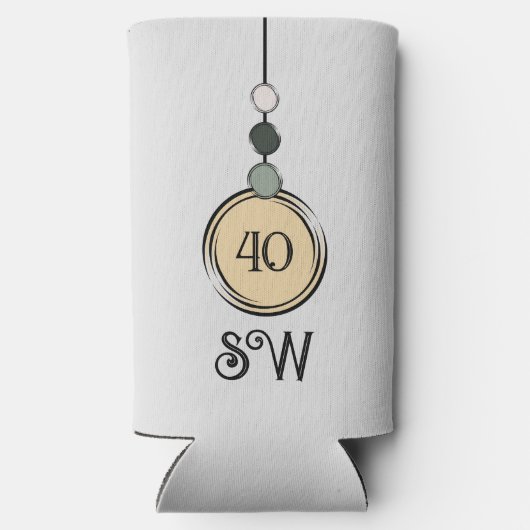 40歳の誕生日を追加イニシャル任意の年齢ピーチグレー スリム缶クーラー (裏面)