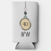 40歳の誕生日を追加イニシャル任意の年齢ピーチグレー スリム缶クーラー (正面)