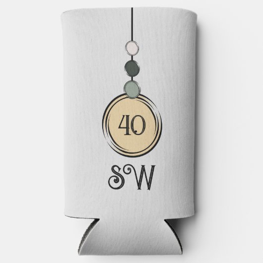 40歳の誕生日を追加イニシャル任意の年齢ピーチグレー スリム缶クーラー (正面)