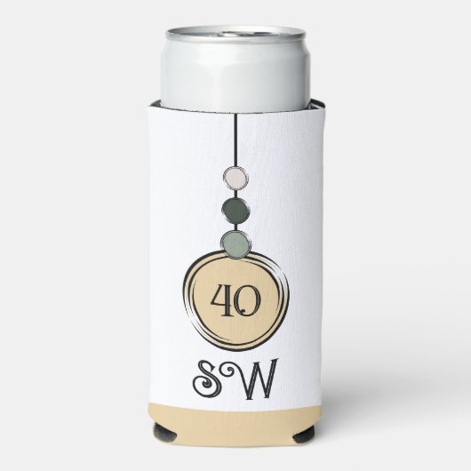 40歳の誕生日を追加イニシャル任意の年齢ピーチホワイト スリム缶クーラー (Seltzer正面)