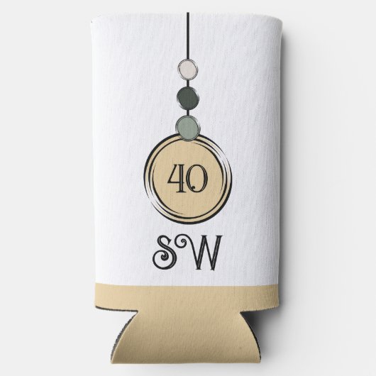 40歳の誕生日を追加イニシャル任意の年齢ピーチホワイト スリム缶クーラー (裏面)