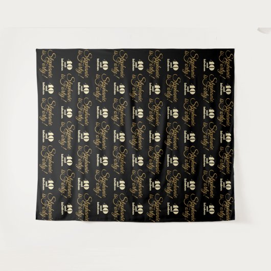 40歳の誕生日を飾るパーティーの背景 ステップ＆リピート タペストリー (正面(横))