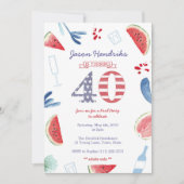 40歳の誕生日アダルトオンリープールパーティークックアウト 招待状 (正面)