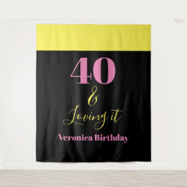 40歳の誕生日イエローブラック タペストリー