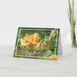 40歳の誕生日イエローローズデニスモダンブルーフレーム カード