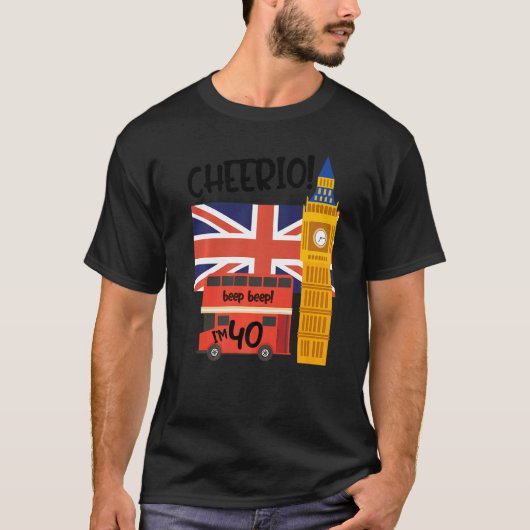 40歳の誕生日イギリスのロンドンテーマFortiet Tシャツ (正面)