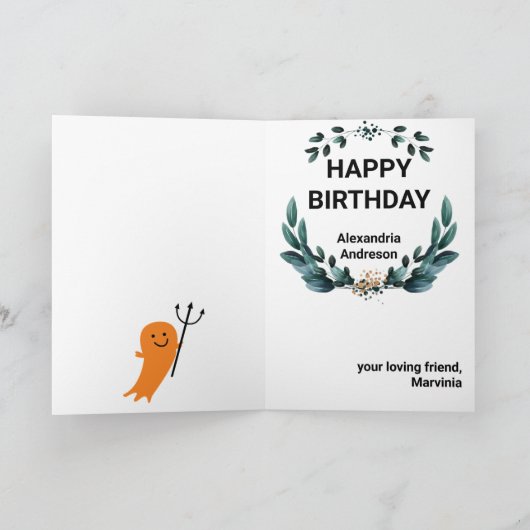 40歳の誕生日ウィメンズニューおもしろいウィッチお願いカード カード (内部)