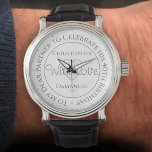40歳の誕生日ウォッチでパートナー様にプレゼント 腕時計<br><div class="desc">彼の誕生日にパートナーのギフトウォッチ。特記付き時計。40歳の誕生日プレゼント。時計は碑文と「愛と」のメッセージを持っている。各パートナーの名前。ホワイトウォッチ顔。</div>