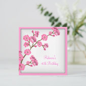 40歳の誕生日エレガントアジアンピンクの花 招待状 (スタンド正面)