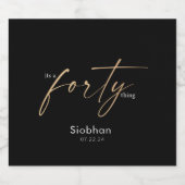 40歳の誕生日エレガントスタイリッシュ スパークリングワインラベル (シングルラベル)