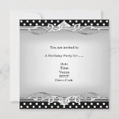 40歳の誕生日エレガント白黒スポットシルバー 招待状 (裏面)