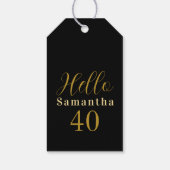 40歳の誕生日エレガント黒パーソナライズされた金ゴールド ギフトタグ (裏面)