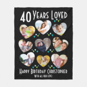 40歳の誕生日カスタムハート写真 フリースブランケット (正面)