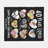 40歳の誕生日カスタムハート写真 フリースブランケット (正面(横))