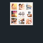 40歳の誕生日カスタムフォトバラ金ゴールド名 キャンバスプリント<br><div class="desc">40歳ユニークの誕生日の贈り物や記念祝品、あなたの写真のコラージュで彼女の人生。彼女の家族、友人、ペット、趣味、または夢の旅行先の画像を追加。名前、年齢40と日付をパーソナライズして追加。灰色と黒の文字。シックでガーリーバラフェミニンの金ゴールド色の背景。このキャンバスは黒や白の背景を持つ私たちの店でも利用可能。</div>