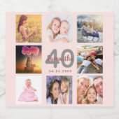 40歳の誕生日カスタムフォトバラ金ゴールド名 スパークリングワインラベル (シングルラベル)