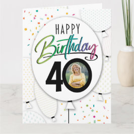 40歳の誕生日カスタムフォトバルーン カード