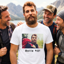 40歳の誕生日カスタムフォト ハロー40 男性用 Tシャツ