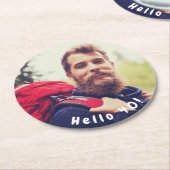 40歳の誕生日カスタム写真こんにちは40人の男性 ラウンドペーパーコースター (アングル)