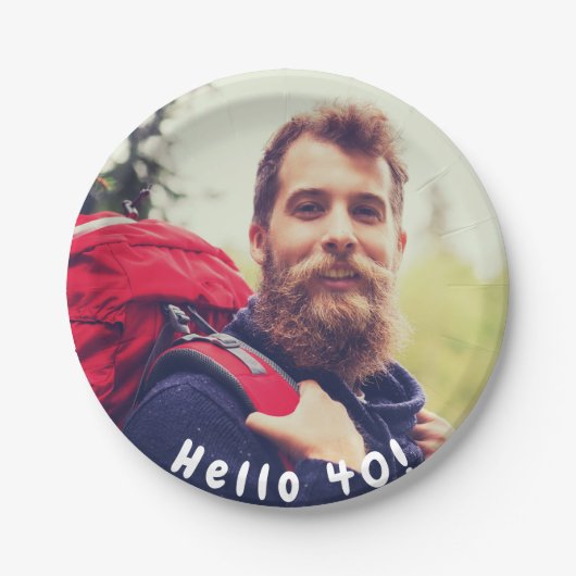 40歳の誕生日カスタム写真こんにちは40人 ペーパープレート (正面)