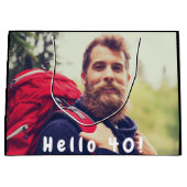 40歳の誕生日カスタム写真こんにちは40歳の男 ラージペーパーバッグ (正面)