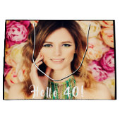 40歳の誕生日カスタム写真こんにちは40 ラージペーパーバッグ (正面)