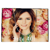 40歳の誕生日カスタム写真こんにちは40 ラージペーパーバッグ (裏面)