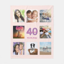 40歳の誕生日カスタム写真コラージュバラ金ゴールドピンク