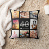 40歳の誕生日カスタム写真コラージュ女性ブラック クッション (ブランケット)