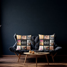 40歳の誕生日カスタム写真コラージュ女性ブラック クッション