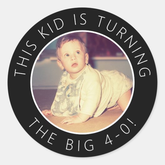40歳の誕生日カスタム写真シール ラウンドシール (正面)